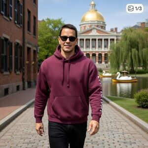 Burgundy Municipal Brand Hoodie size M as promoted by Mark Wahlberg